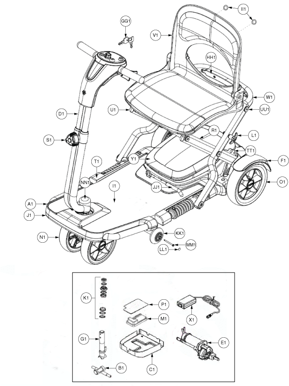 Go-Go Folding Scooter (S19) - Agm Battery