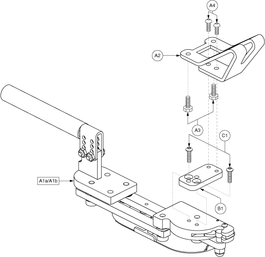 Jazzy 1103 Ultra - Joystick (Master Controls) - Mounting Brackets - Swing Away, Offset - Vsi