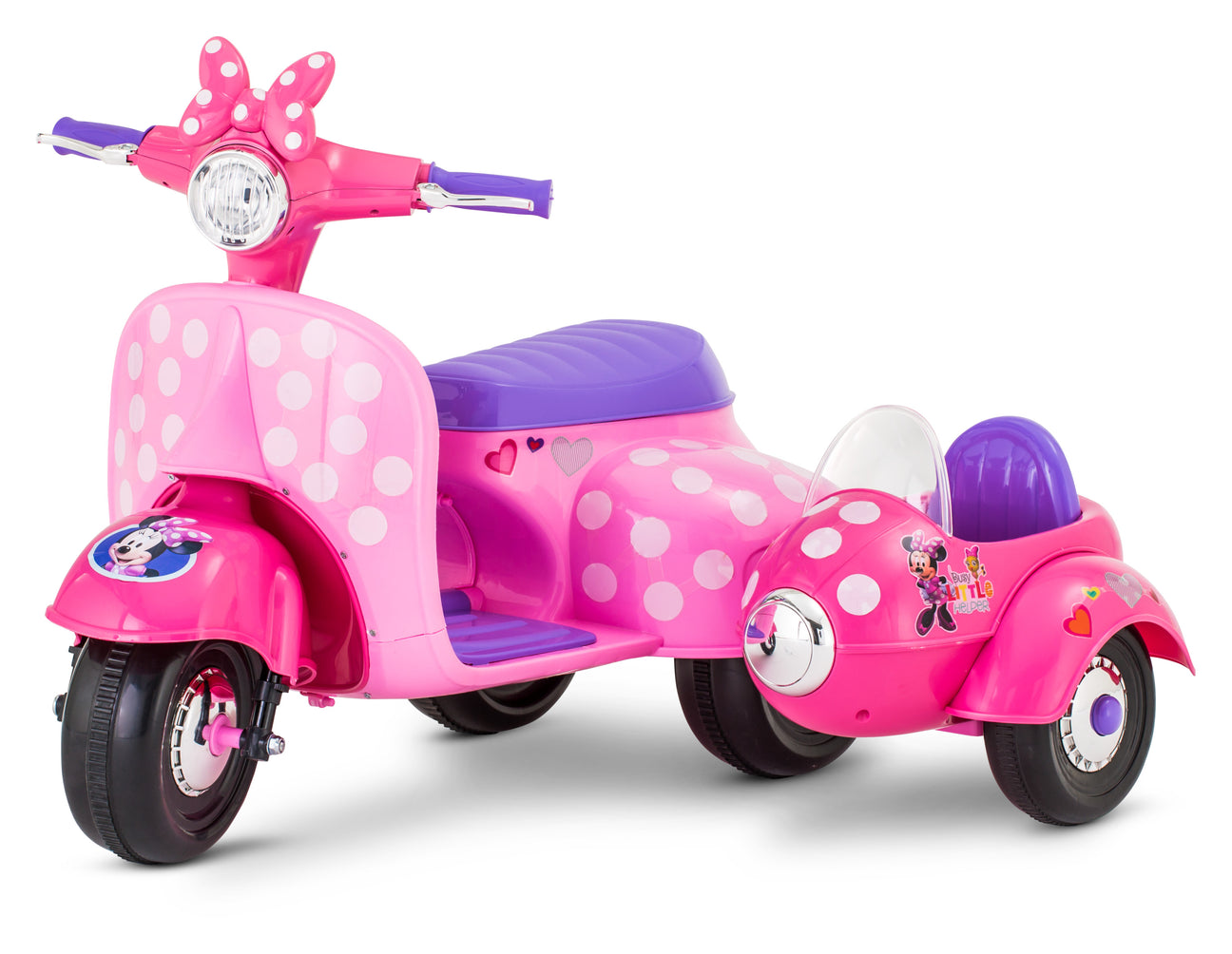 Kid Trax Disney Minnie Mouse Happy Helpers Scooter with Sidecar Ride-On Toy