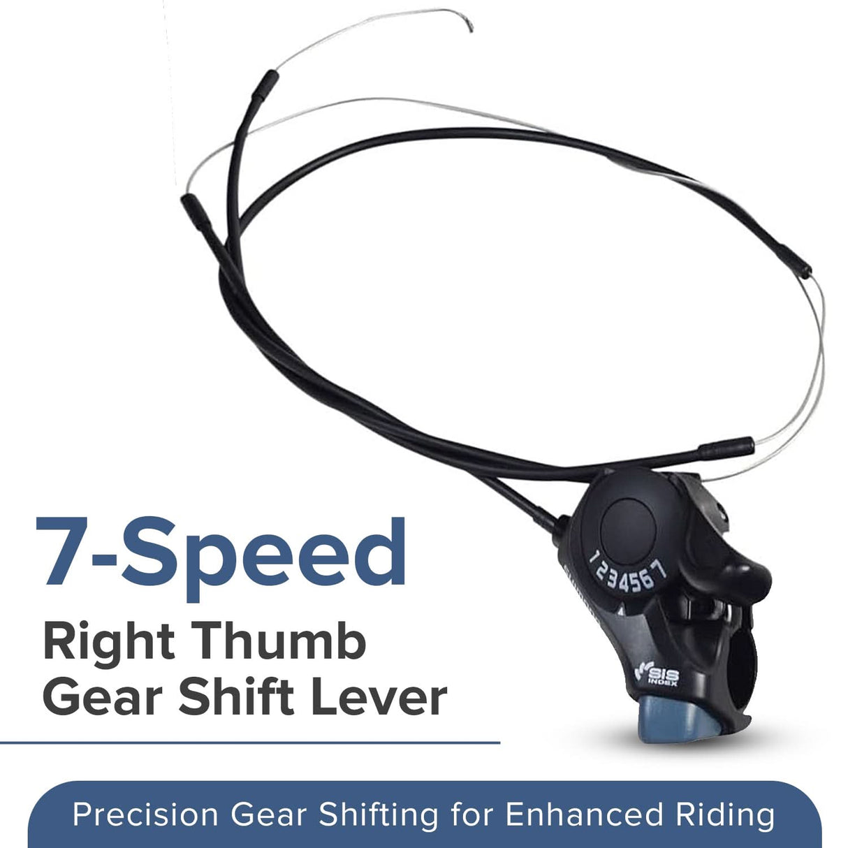 7-Speed Right Thumb Gear Shift Lever for the ANCHEER 26 350W Electric Mountain Bike, featuring a black, ergonomic design with integrated Shimano branding and a visible shift cable.