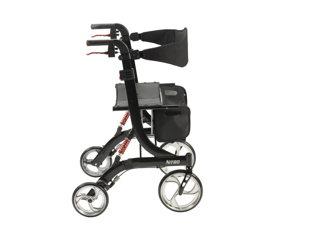 Nitro Euro Style Rollator Rolling Walker, Heavy Duty, Black