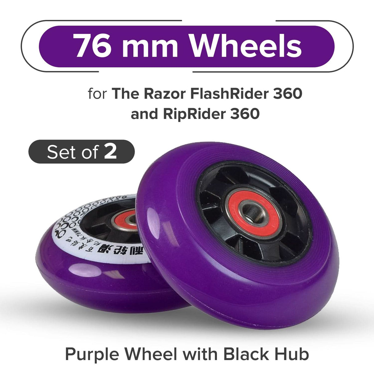 76 mm Scooter Wheels with Bearings (Set of 2)