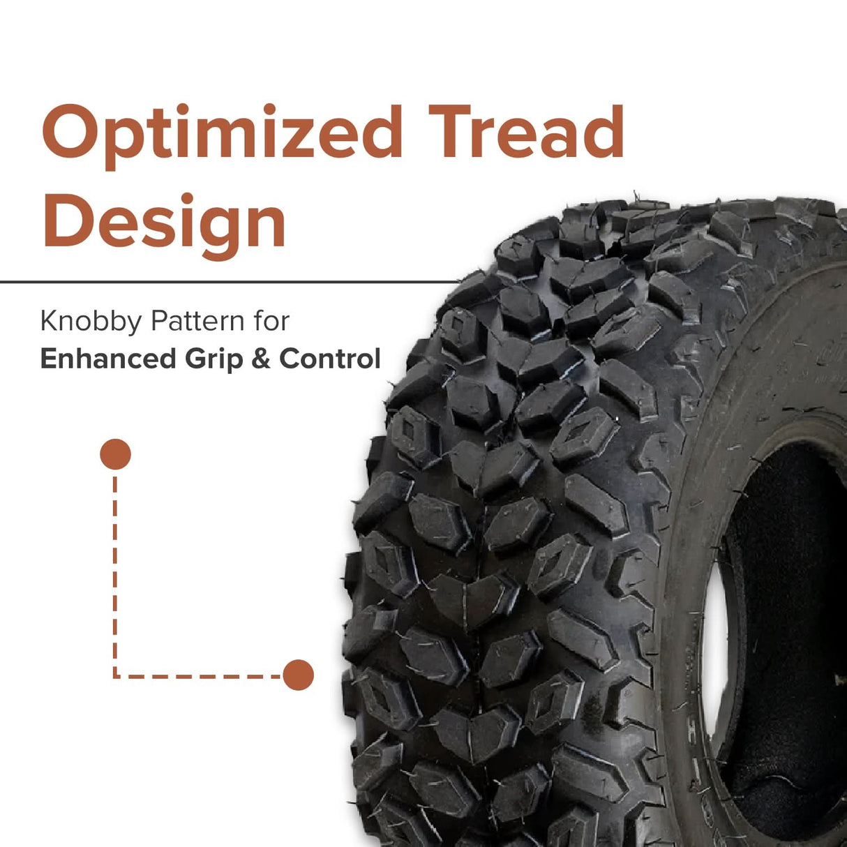19x7.00-8 Tire with QD112 Knobby Tread for Baja Mini Bikes MB165 & MB200, ATVs, & Go Karts