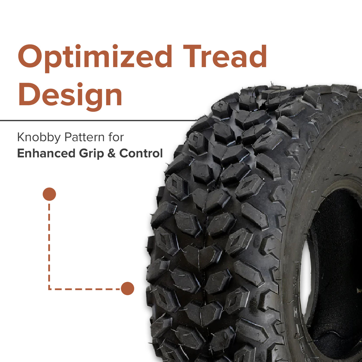 19x7.00-8 Tire with QD112 Knobby Tread for the Coleman BT200X, CT200U, & CT200U-EX Mini Bikes