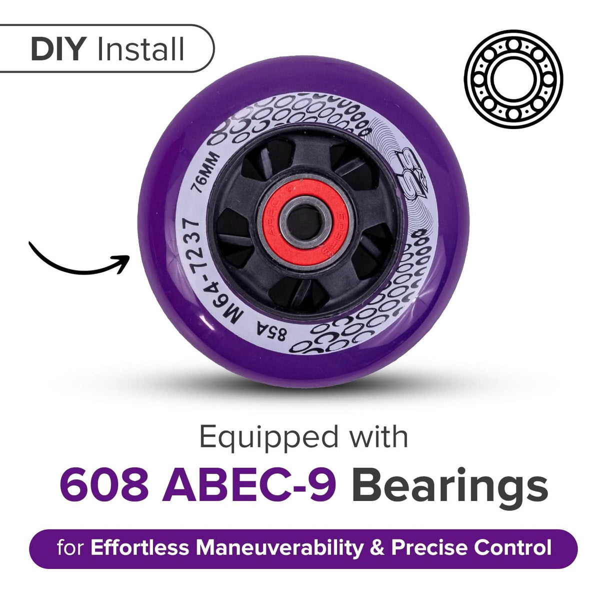 76 mm x 24 mm Caster Wheels for the Razor Crazy Cart (V1-6) & Crazy Cart XL (V1-2) (Set of 2)