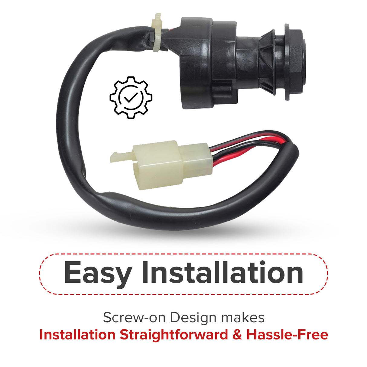 3 Wire Ignition Key Switch for ATVs & Dirt Bikes (Threaded Shaft Mount)