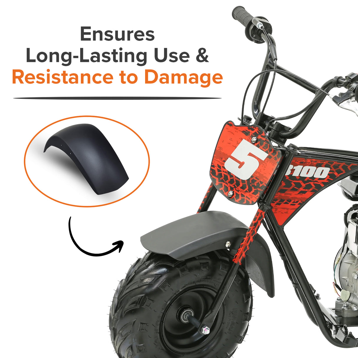 Black Front Fender for the Coleman RB100 105cc Mini Bike