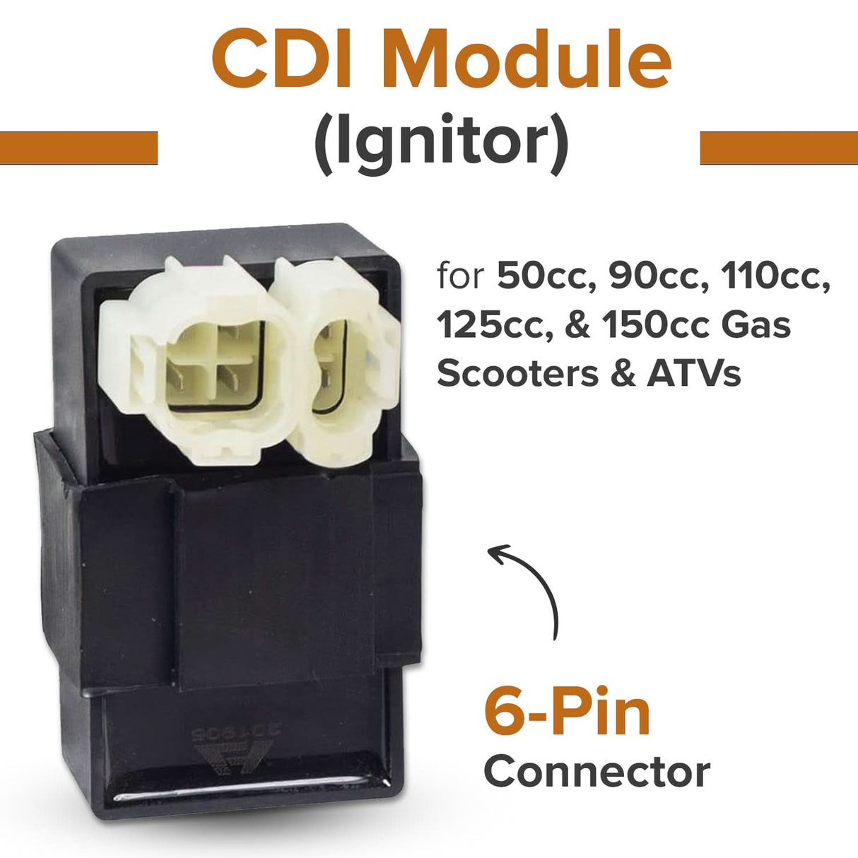 CDI Module (Ignitor) with 6 Pin Rounded Connector for the TaoTao CY50-T3 Scooter