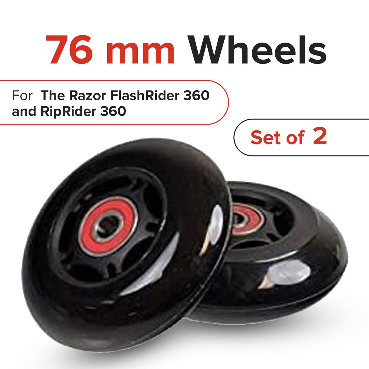 76 mm Scooter Wheels with Bearings (Set of 2)