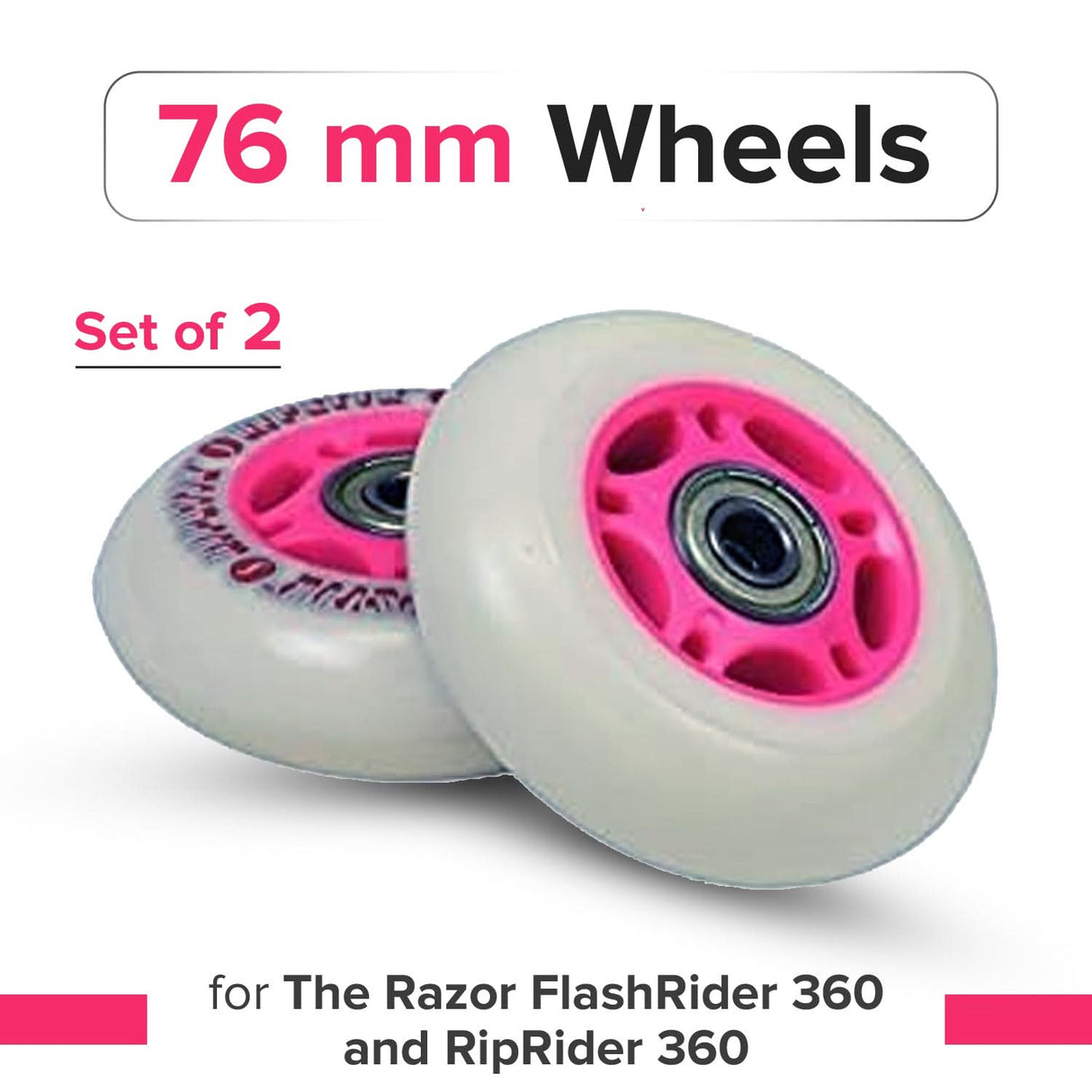 76 mm Scooter Wheels with Bearings (Set of 2)