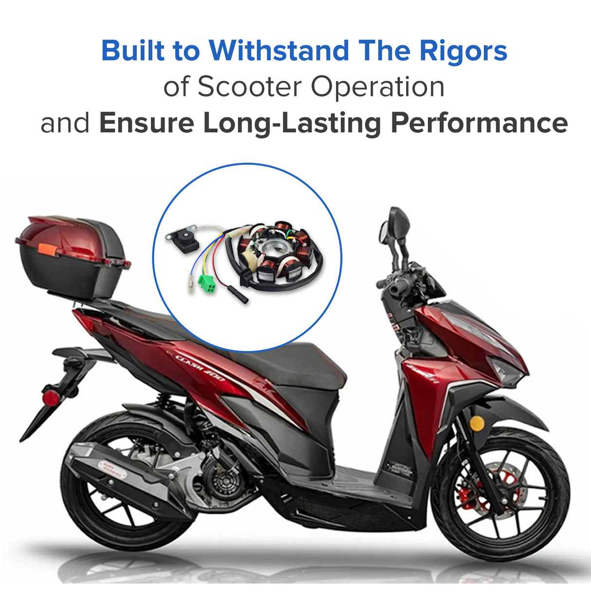 8 Coil Magneto Stator with 3+2 Wiring Connector for 125cc GY6 152QMI & 150cc GY6 157QMJ Scooters