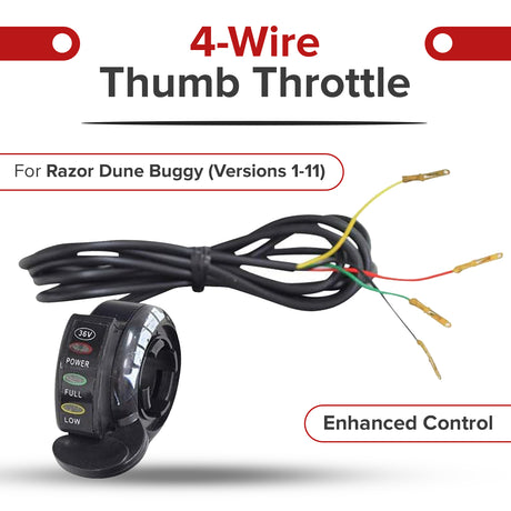 Razor Variable Speed 4-Wire Thumb Throttle for Razor Dune Buggy, Versions 1-11