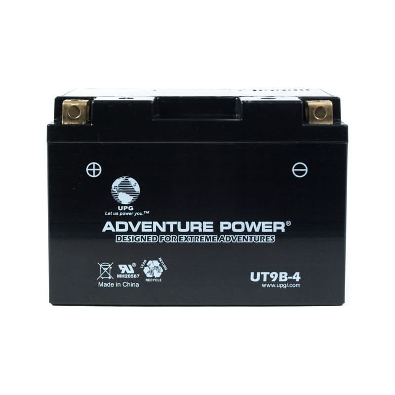12 Volt YT9B Sealed AGM Battery for Vespa Scooters (Premium) featuring white text on a black casing, ideal for various Vespa and Yamaha scooter and motorcycle models.