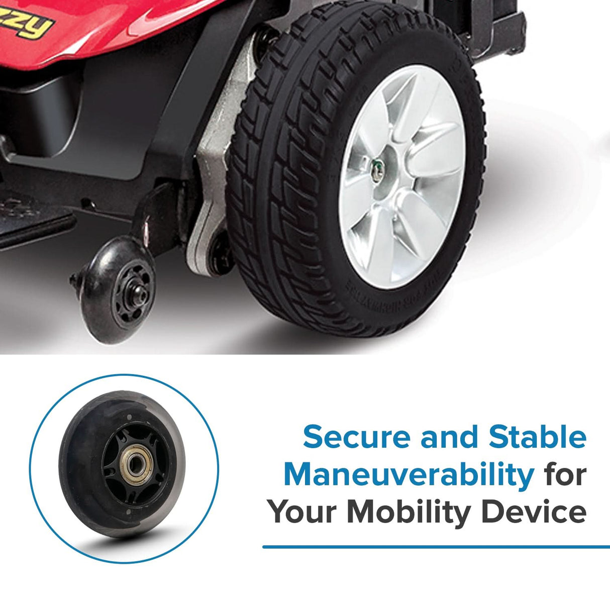 72mm Front Anti-Tip Wheel Assembly with Bearings for Jazzy & Pride Scooters & Power Chairs (Set of 2)