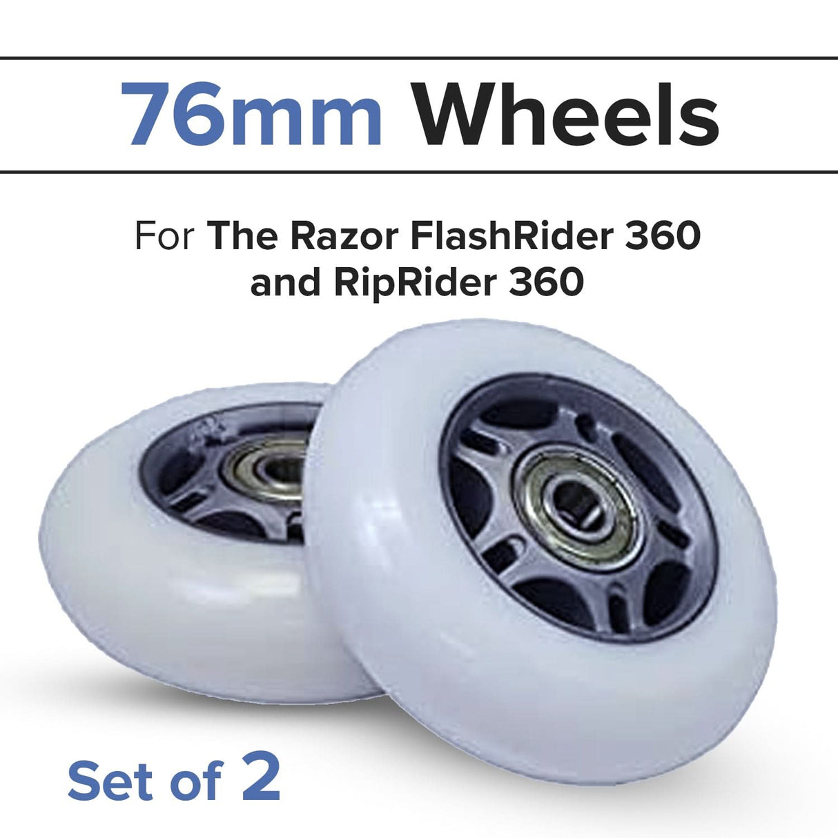 76 mm Scooter Wheels with Bearings (Set of 2)