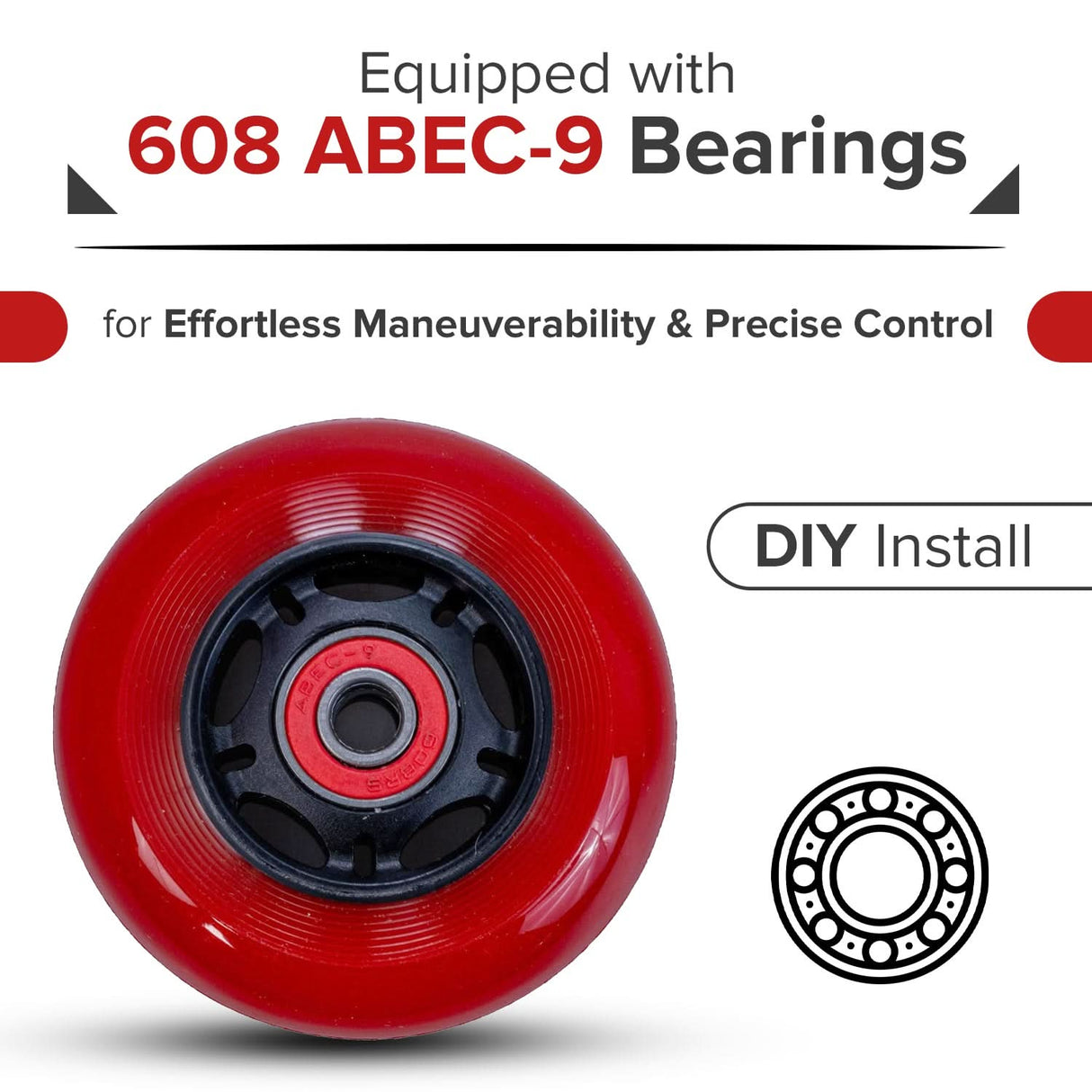 76 mm Scooter Wheels with Bearings (Set of 2)
