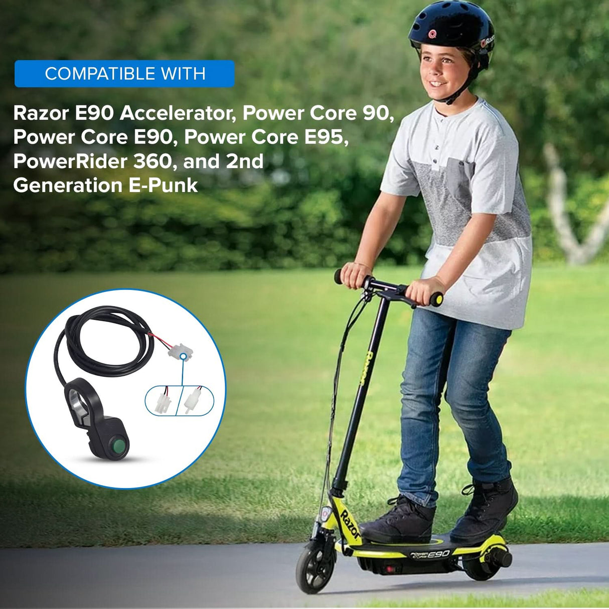 Push Button Throttle for Razor E90 Accelerator, E-Punk (2nd Generation), Power Core 90, Power Core E90, Power Core E95, & PowerRider 360 Scooters
