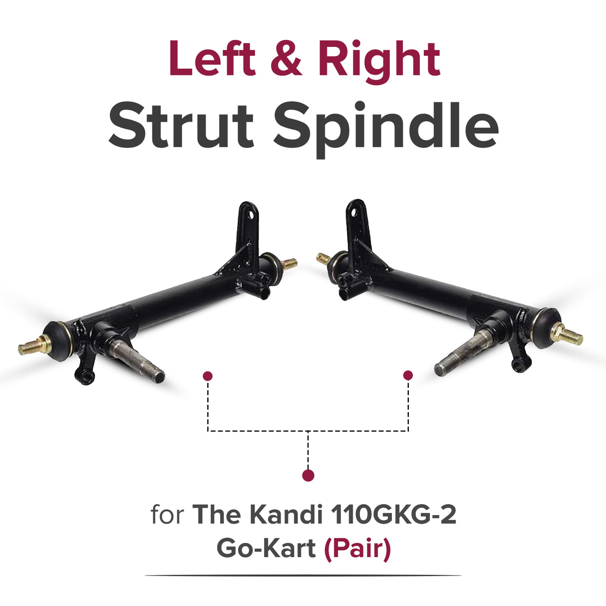 Left & Right Strut Spindle for Kandi 110GKG-2 & TaoTao GK110 Go-Karts (Pair)
