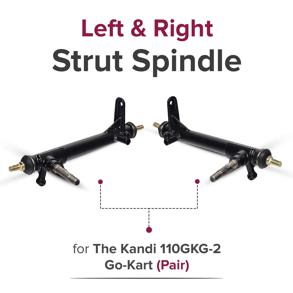 Left & Right Strut Spindle for Kandi 110GKG-2 & TaoTao GK110 Go-Karts (Pair)