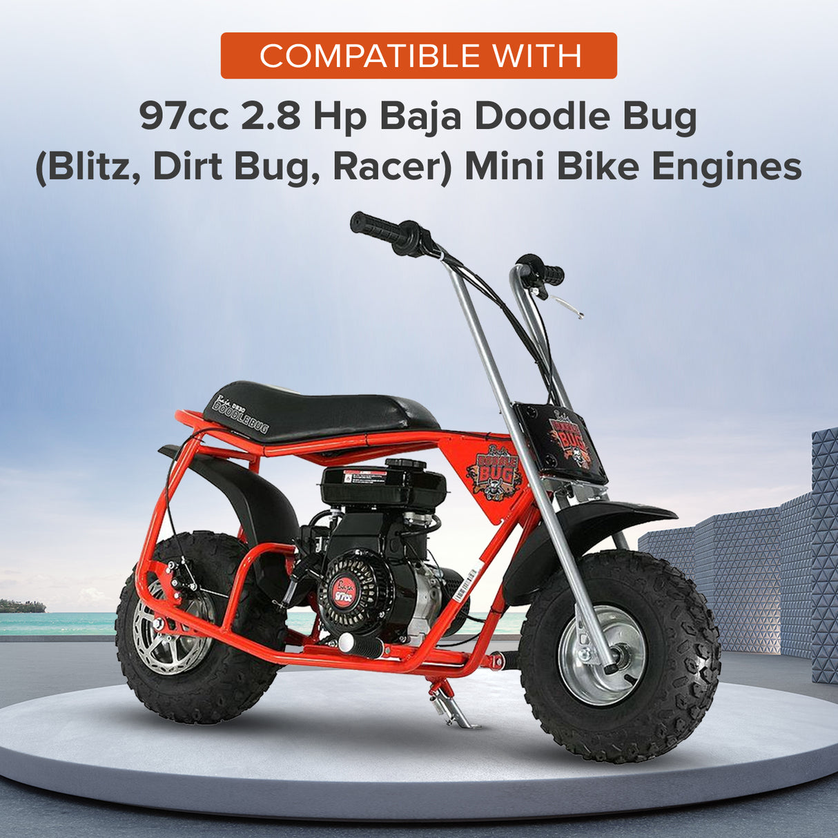 Muffler Assembly for 97cc 2.8 Hp Baja Doodle Bug (Blitz, Dirt Bug, Racer) Mini Bike Engines