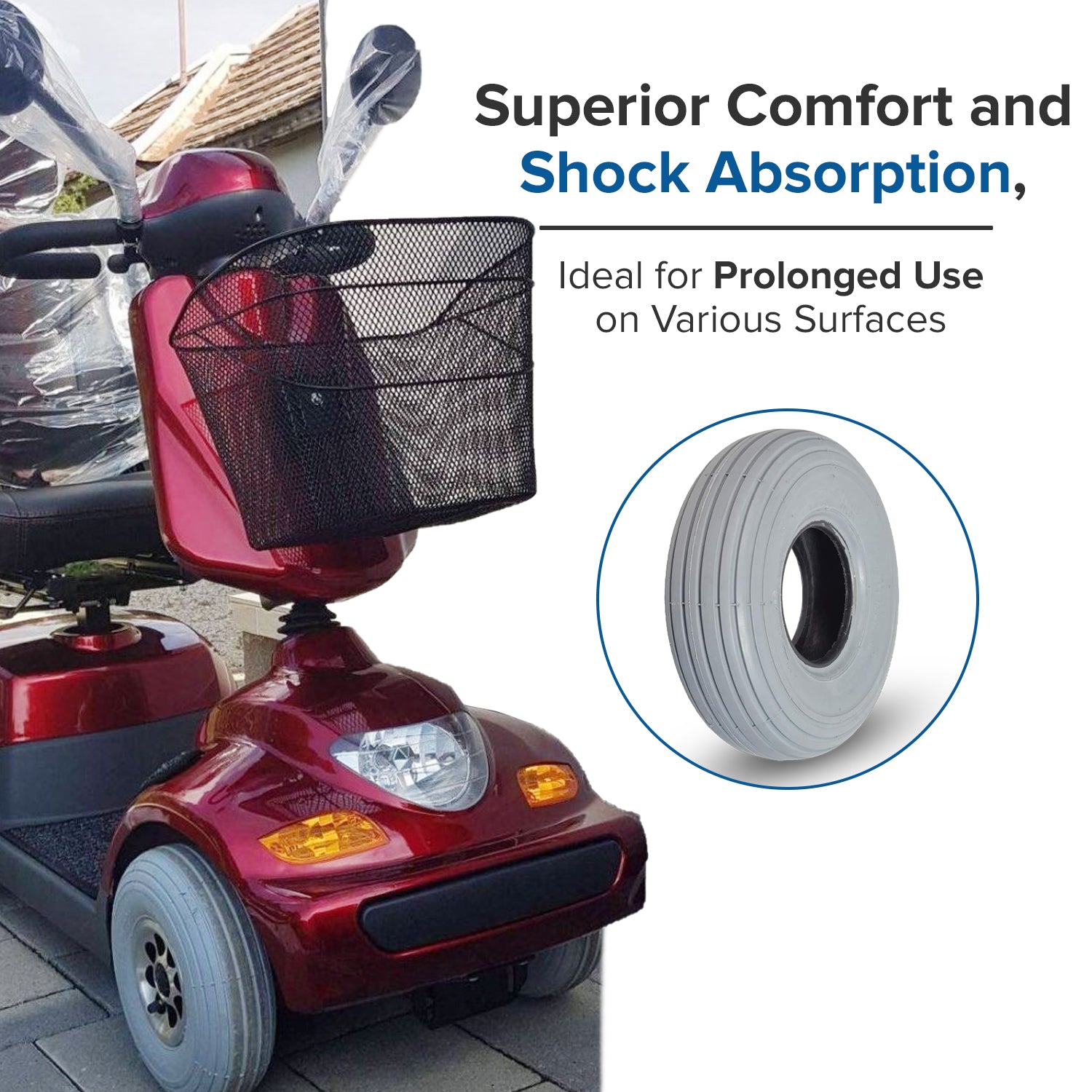 10"x3" (3.00-4, 260x85) Pneumatic Mobility Tire with C179G Spirit Ribbed Tread