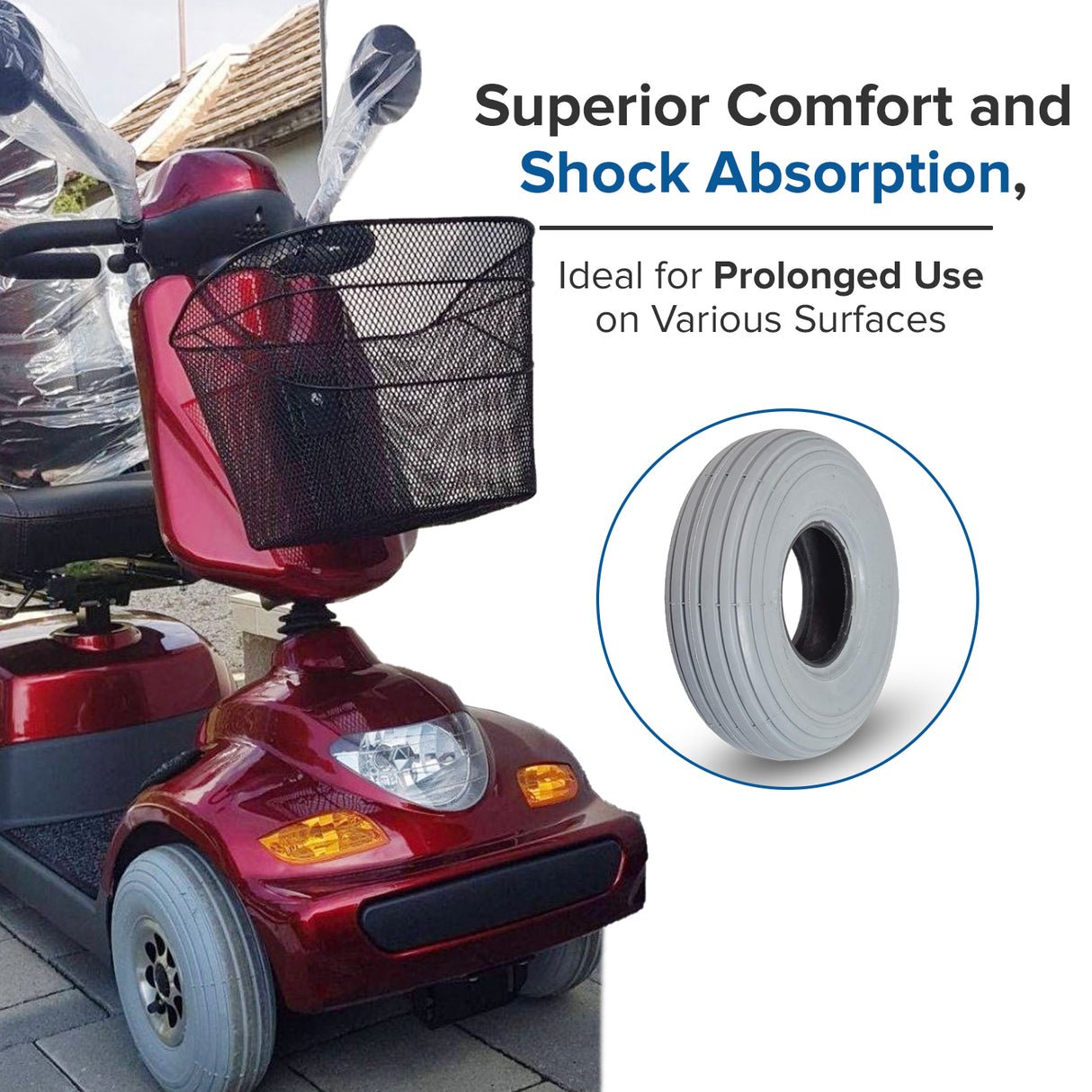 10"x3" (3.00-4, 260x85) Pneumatic Mobility Tire with C179G Spirit Ribbed Tread