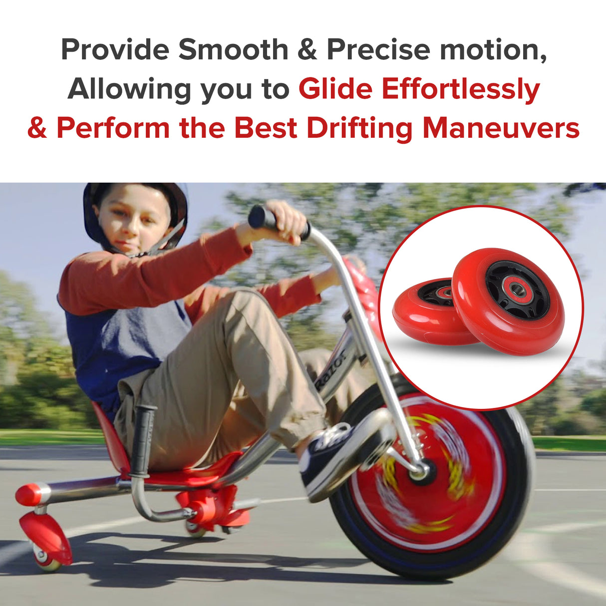 76 mm x 24 mm Caster Wheels for the Razor Crazy Cart (V1-6) & Crazy Cart XL (V1-2) (Set of 2)