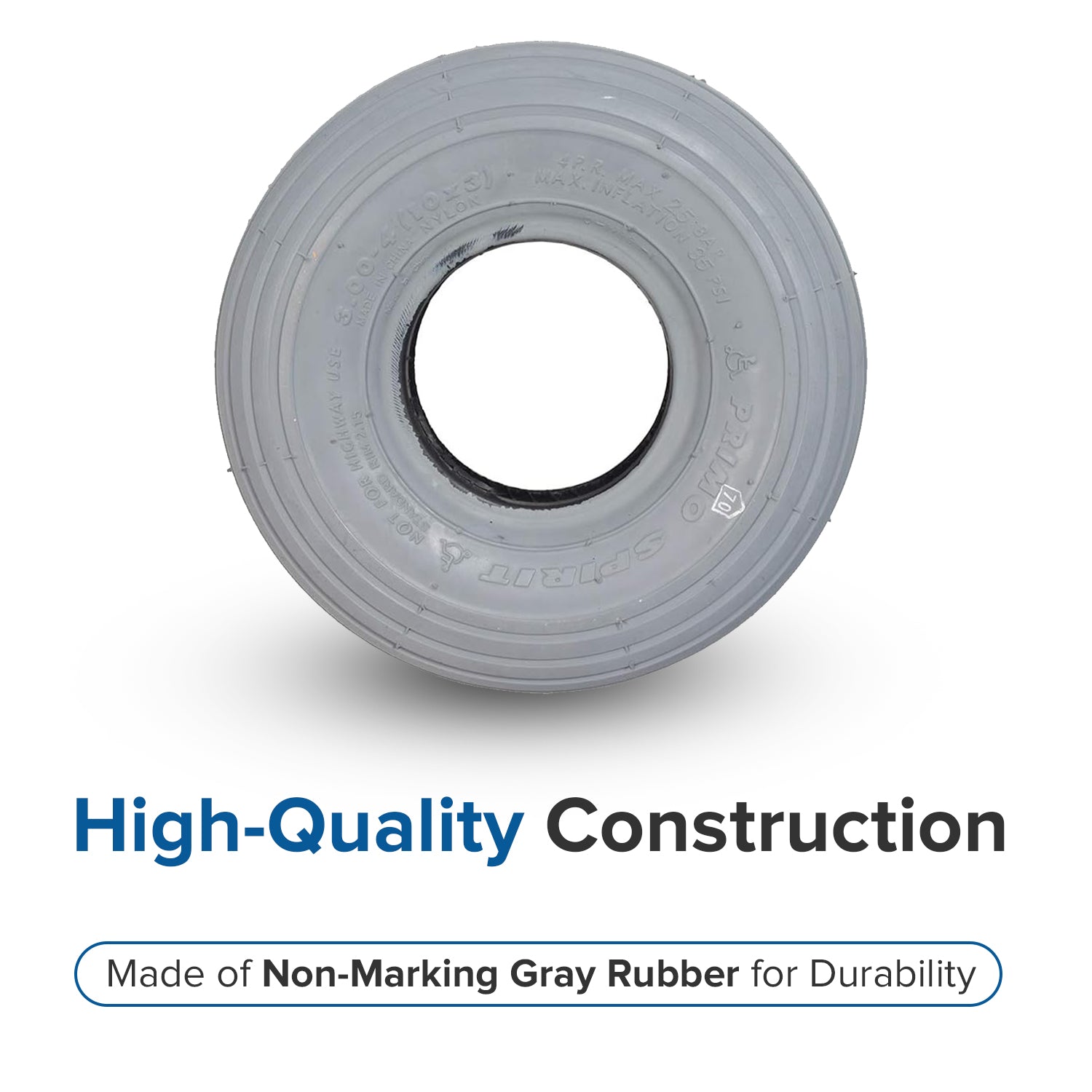 10"x3" (3.00-4, 260x85) Pneumatic Mobility Tire with C179G Spirit Ribbed Tread