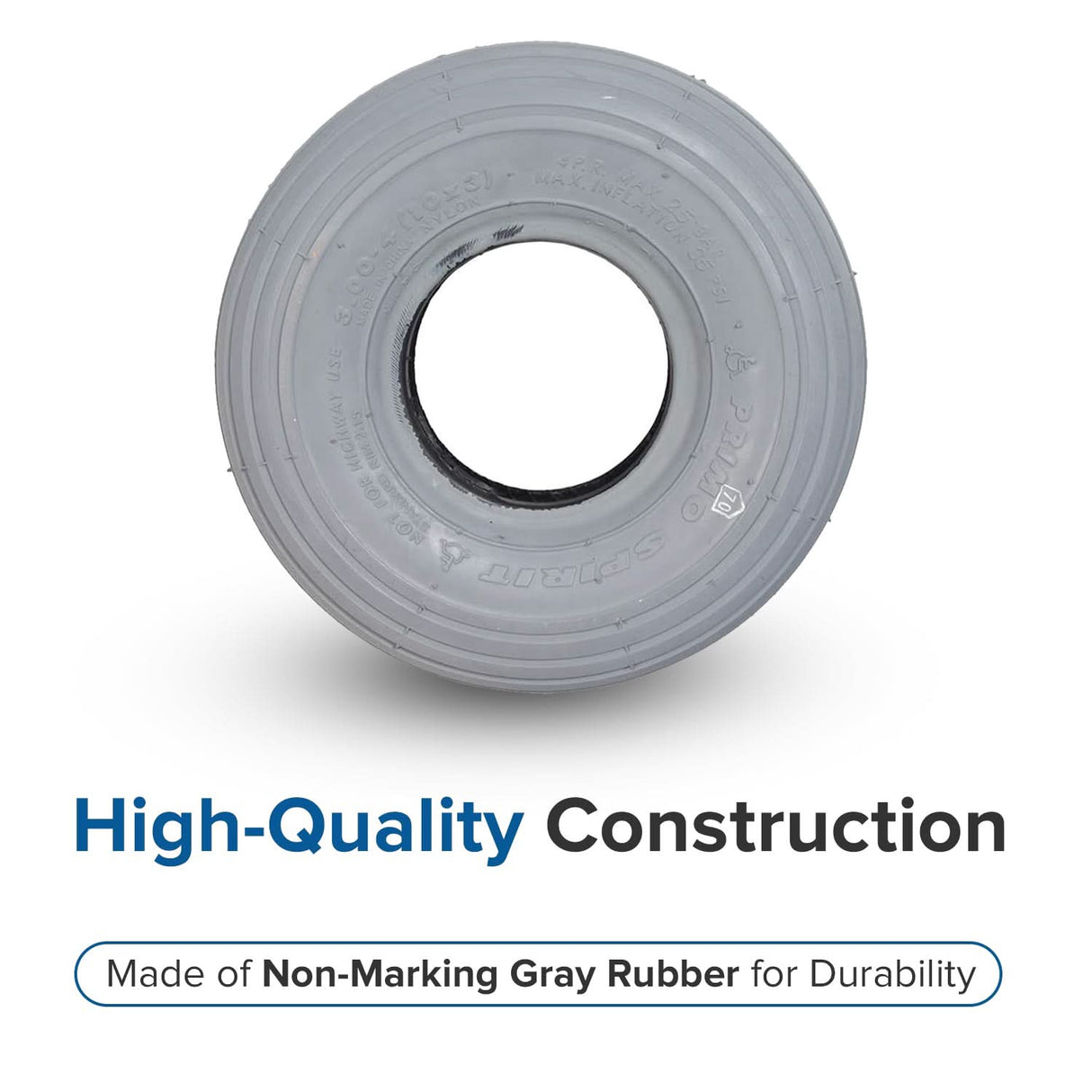 10"x3" (3.00-4, 260x85) Pneumatic Mobility Tire with C179G Spirit Ribbed Tread