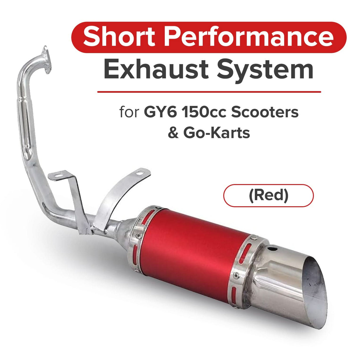 Short Performance Exhaust System for GY6 150cc Scooters & Go-Karts