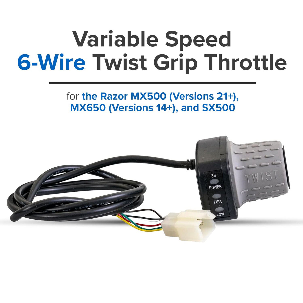 Razor Variable Speed 6-Wire Twist Grip Throttle for the Razor MX500, Versions 21+