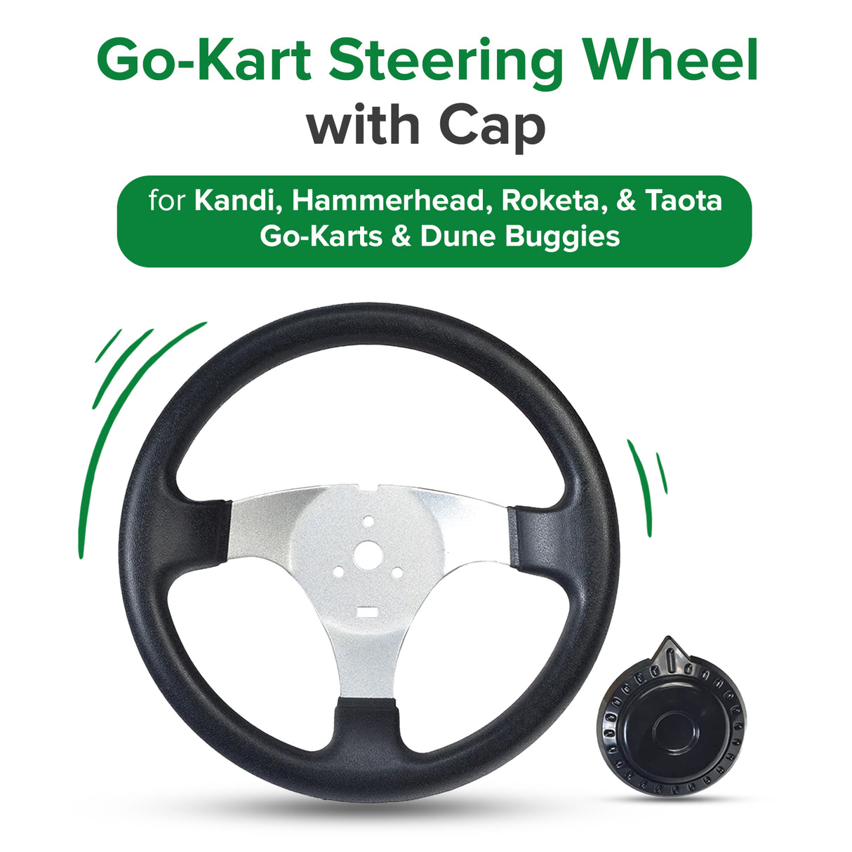 Steering Wheel for the Kandi KD-49FM5/49FM5E & KD-110GKG-2 Go-Karts