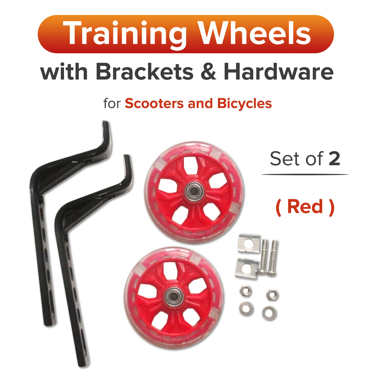Training Wheels with Brackets & Hardware (Set of 2)