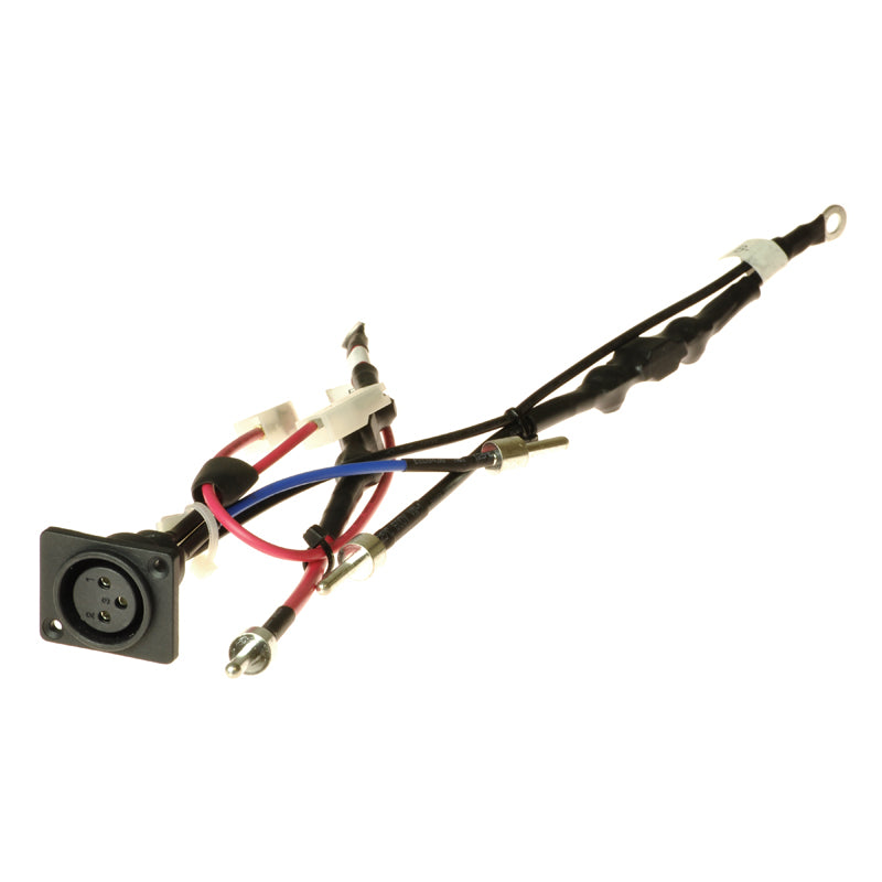 Close-up of the 17 Amp Electronic Battery Connector for the Go-Go Elite Traveller and Elite Traveller Plus, featuring several wires and heat-shrink tubing for scooters with the 17 amp system.