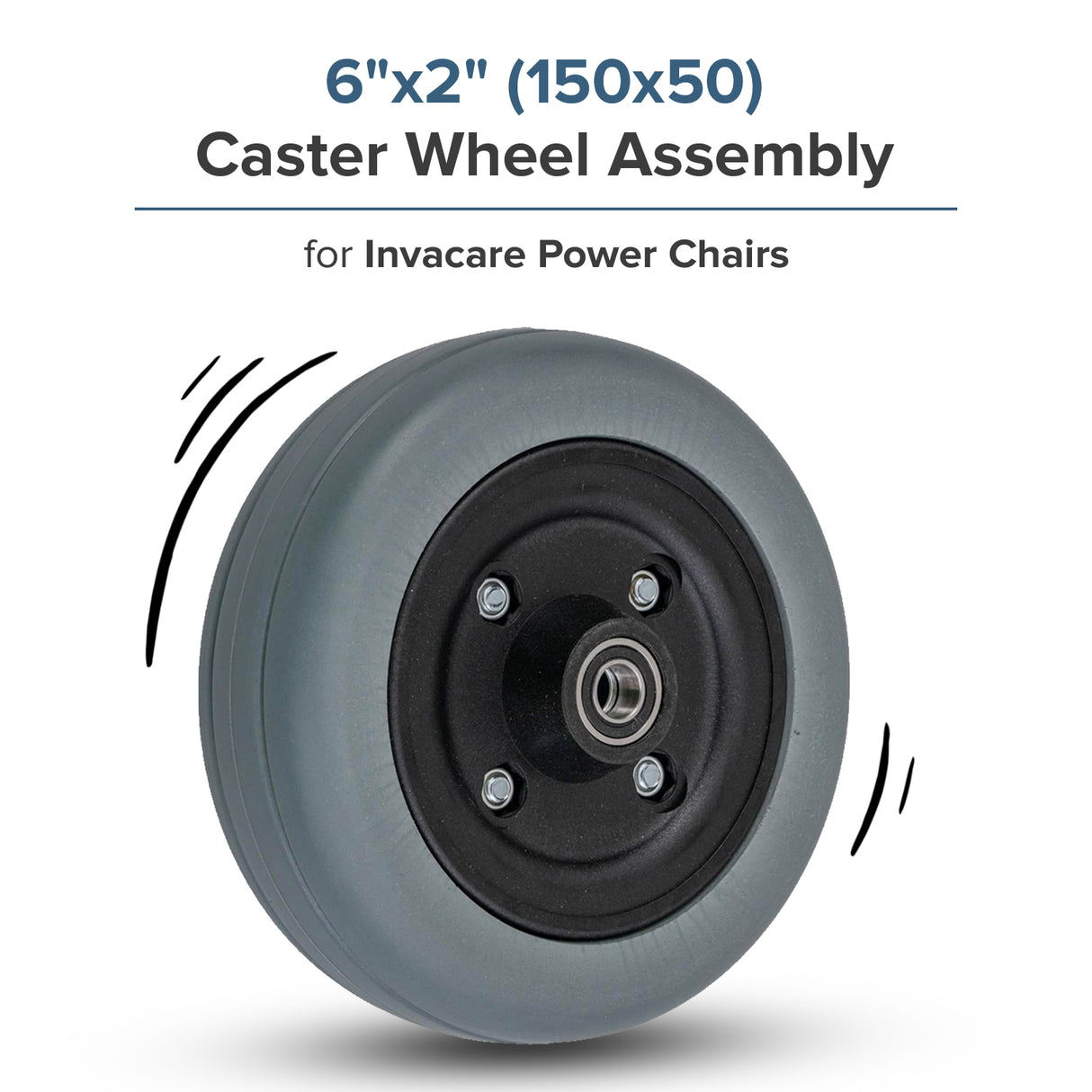 6"x2" Caster Wheel Assembly for Invacare Power Chairs (1122066)