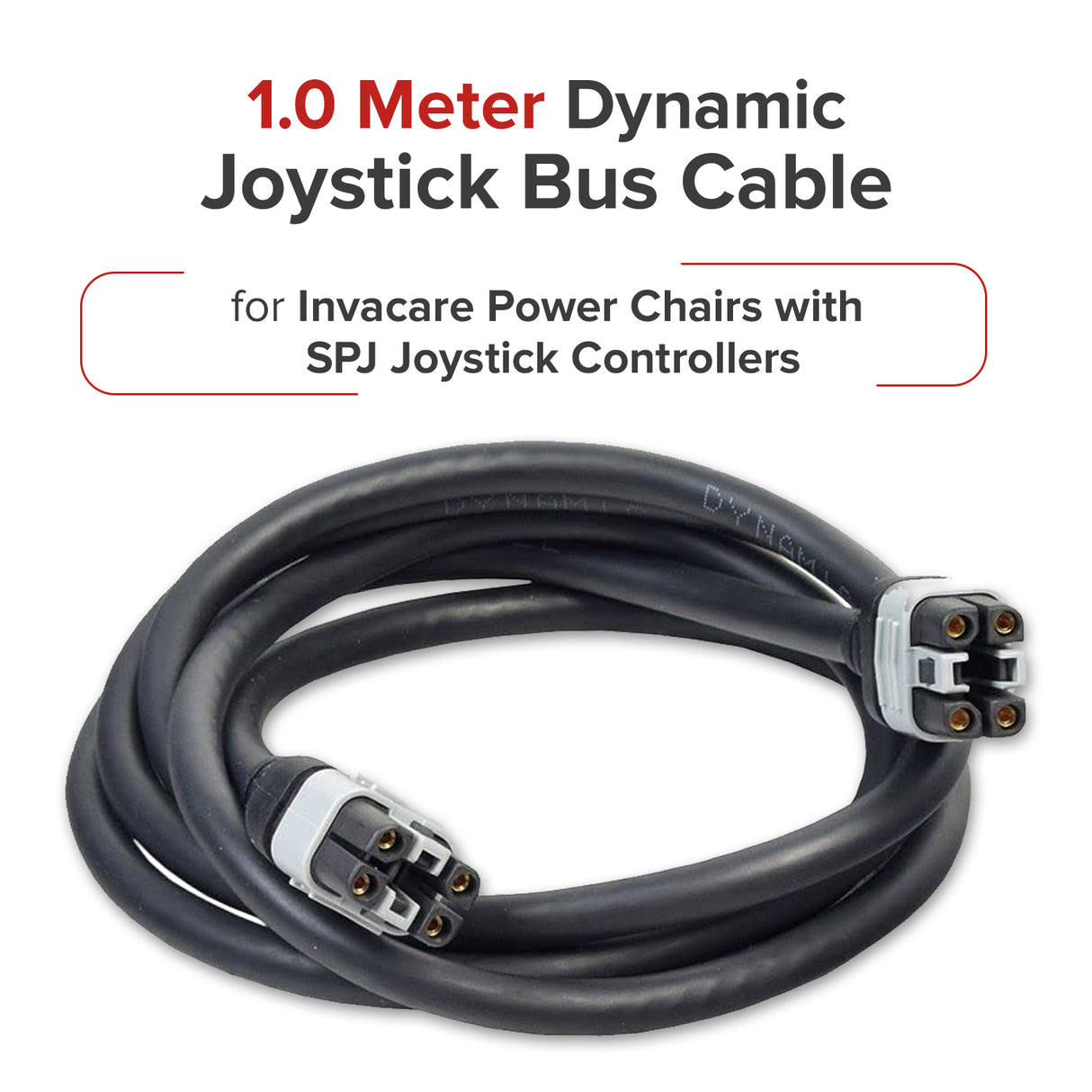 1.0 Meter Dynamic Joystick Bus Cable for Invacare Power Chairs with SPJ+ Joystick Controllers