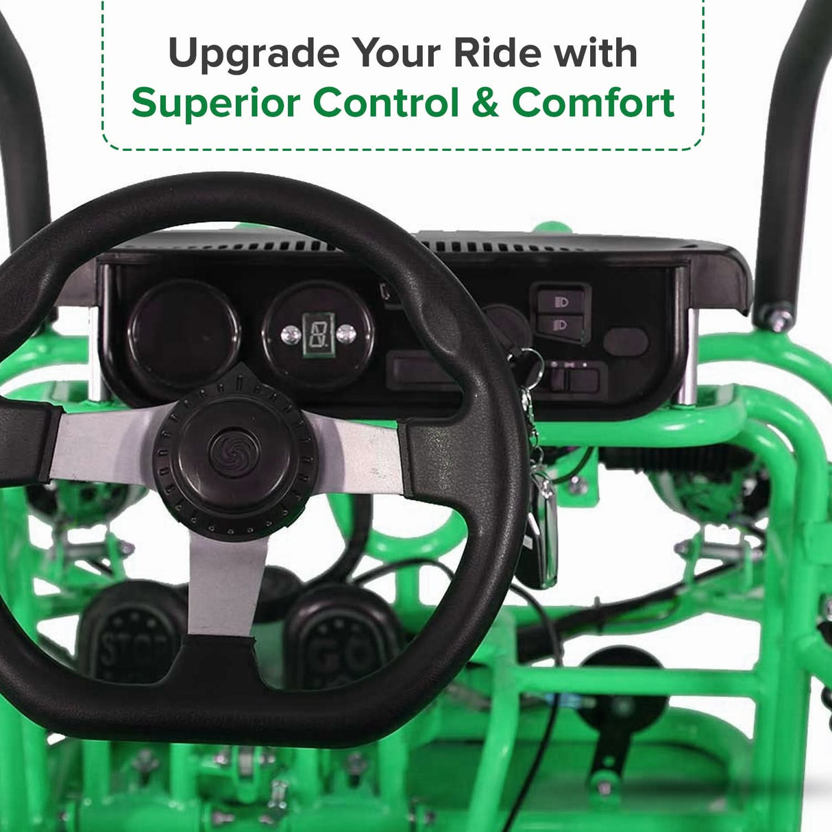 Go-Kart Steering Wheel with Cap for Kandi, Hammerhead, Roketa, & Taotao Go-Karts & Dune Buggies