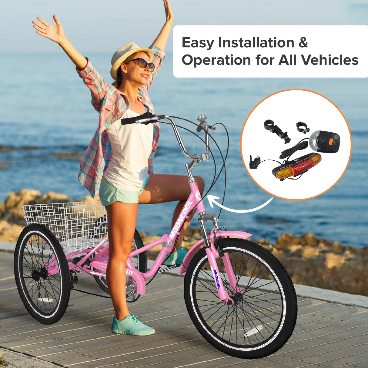 Battery Operated Brake Light & Turn Signal Taillight Assembly with Horn for Bikes & Scooters