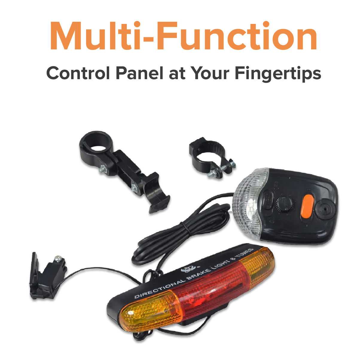 Battery Operated Brake Light & Turn Signal Taillight Assembly with Horn for Bikes & Scooters
