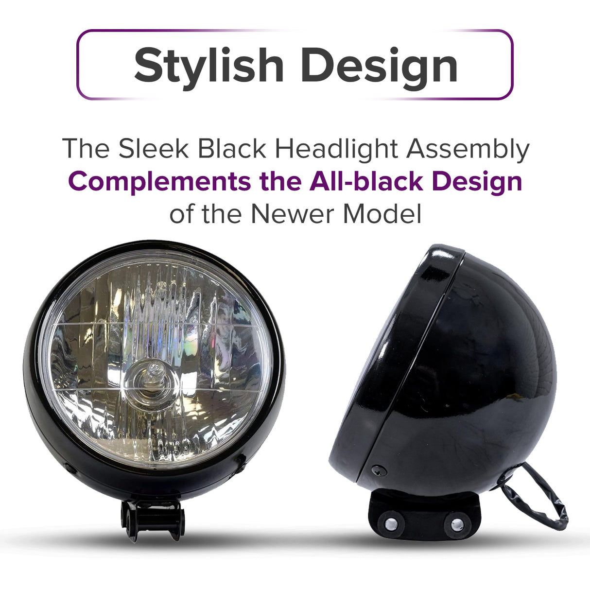 12 Volt Black Headlight Assembly for the Baja MB200 & Massimo MB200 Mini Bikes
