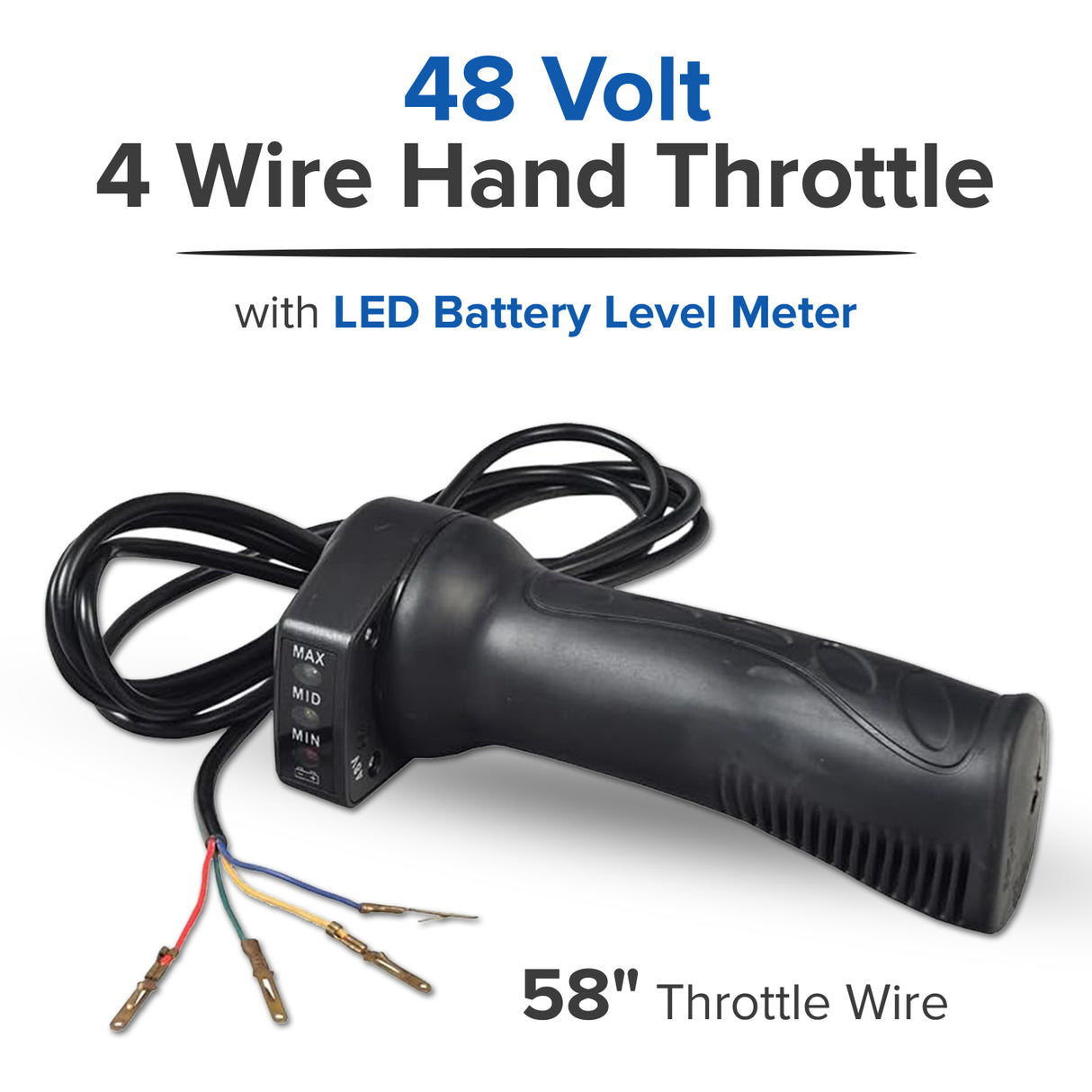 48 Volt 4 Wire Hand Throttle with LED Battery Level Meter