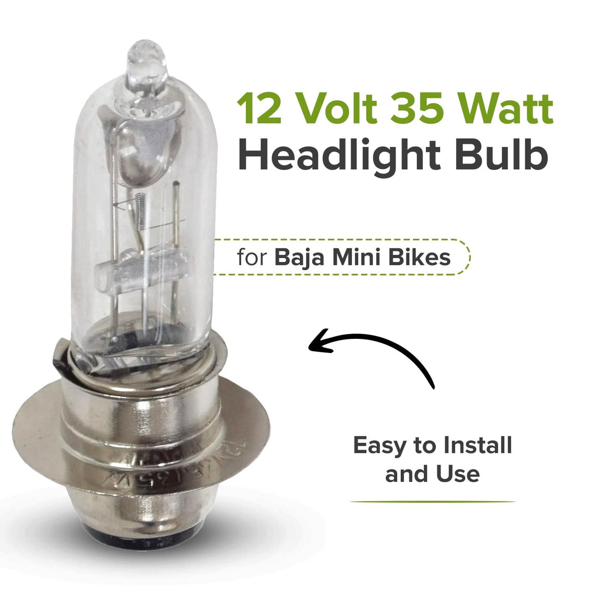 12 Volt 35 Watt Headlight Bulb for Baja Mini Bike MB165 & MB200 (Baja Heat, Mini Baja, Baja Warrior)