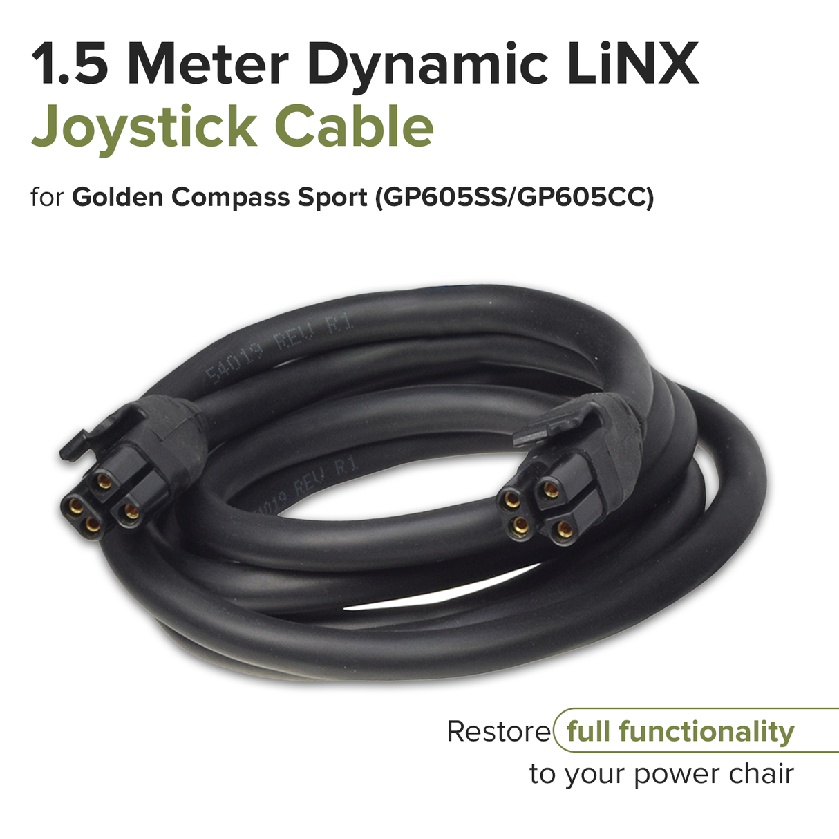 1.5 Meter Dynamic LiNX Joystick Cable for the Golden Technologies Compass Sport (GP605CC/GP605SS)