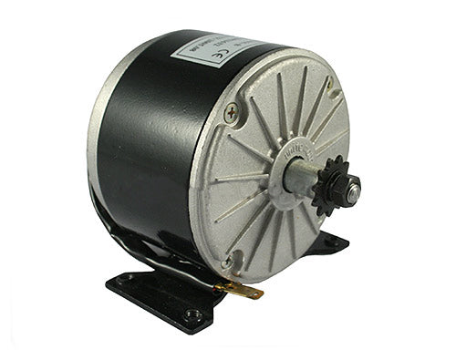 24 Volt 250 Watt Motor for Razor Pocket Mod and Sport Mod, featuring a compact black and silver design, shown in a close-up view highlighting its electric motor components.