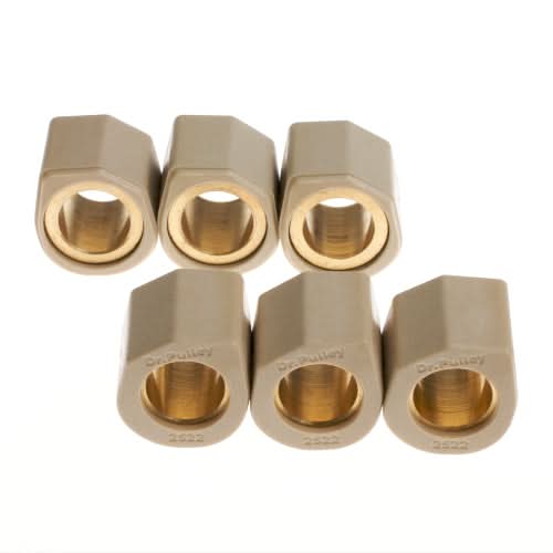 24x18 Sliding Roller Weights: Close-up of white plastic cylindrical connectors, part of the innovative Dr. Pulley system for scooters, shown in a group, emphasizing their precise engineering for optimized gear ratio changes.