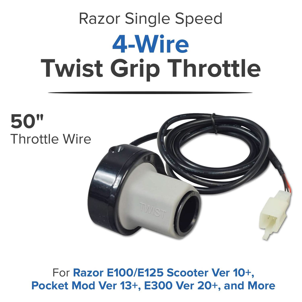 Razor Single Speed 4-Wire Twist Grip Throttle for Razor Trikke E2, All Versions