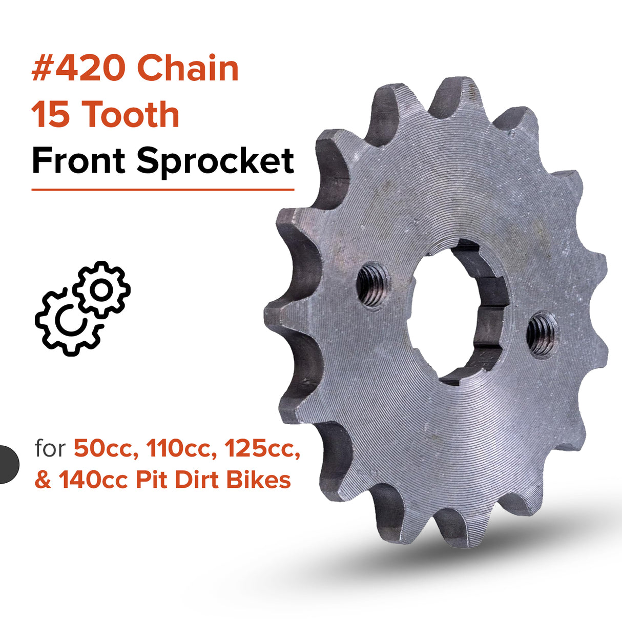 #420 Chain - 15 Tooth Front Sprocket for 50cc, 110cc, 125cc, & 140cc Pit Dirt Bikes & ATVs with 20 mm Shaft