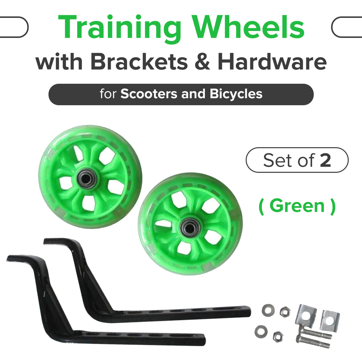 Training Wheels with Brackets & Hardware (Set of 2)