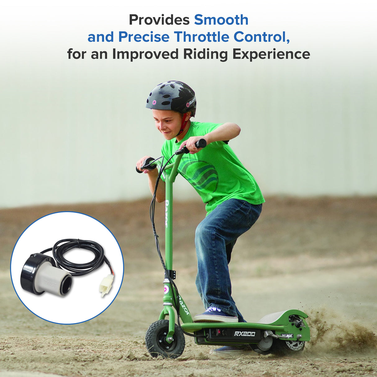 Single Speed 4-Wire Twist Grip Throttle for Razor E275 (Versions 24+)