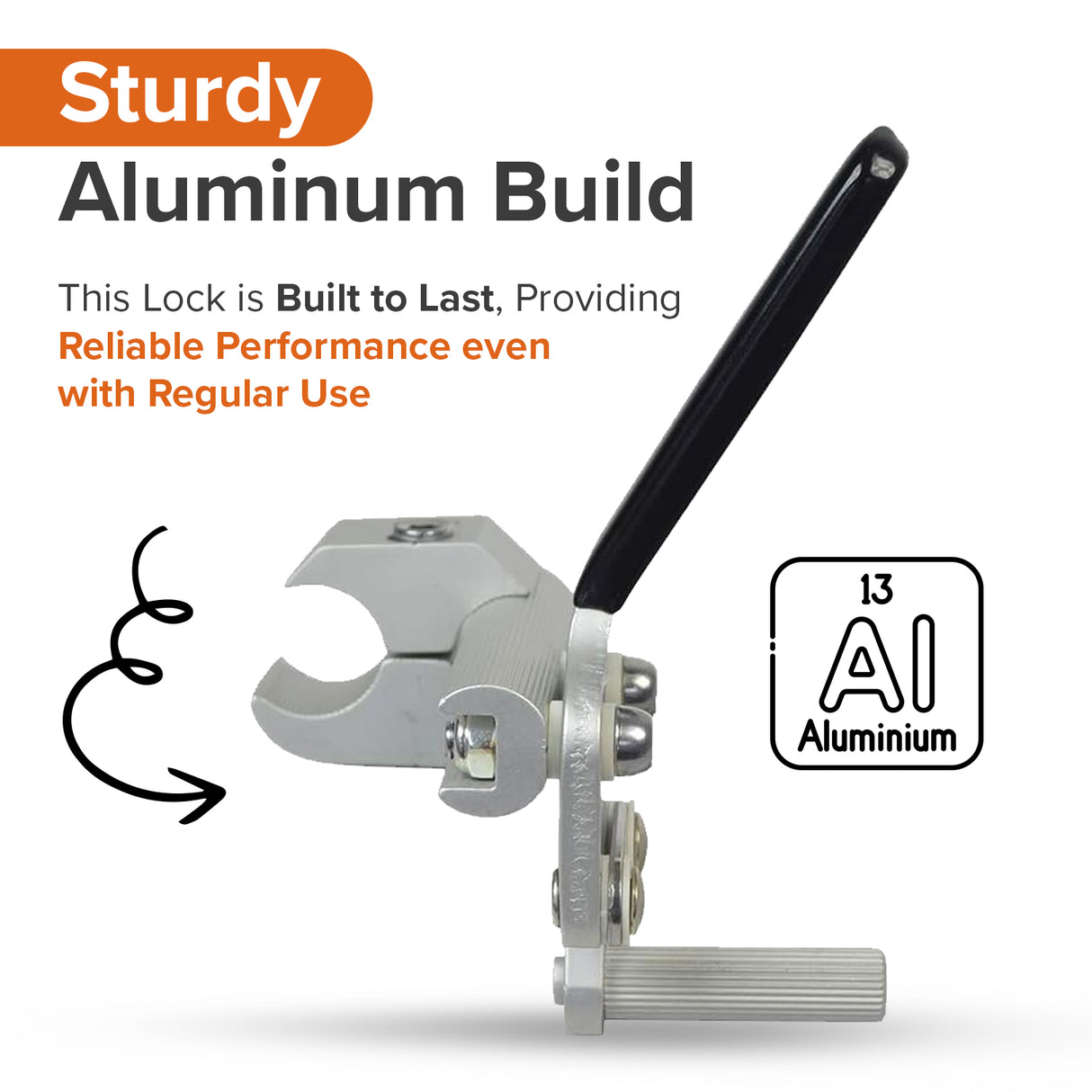 Gray Aluminum Wheel Lock with 1" Rear Clamp for 7/8" Tube Wheelchairs